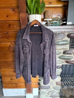 Zenana Washed Plum Mineral Wash Shacket Soft Feel More Like Oversized